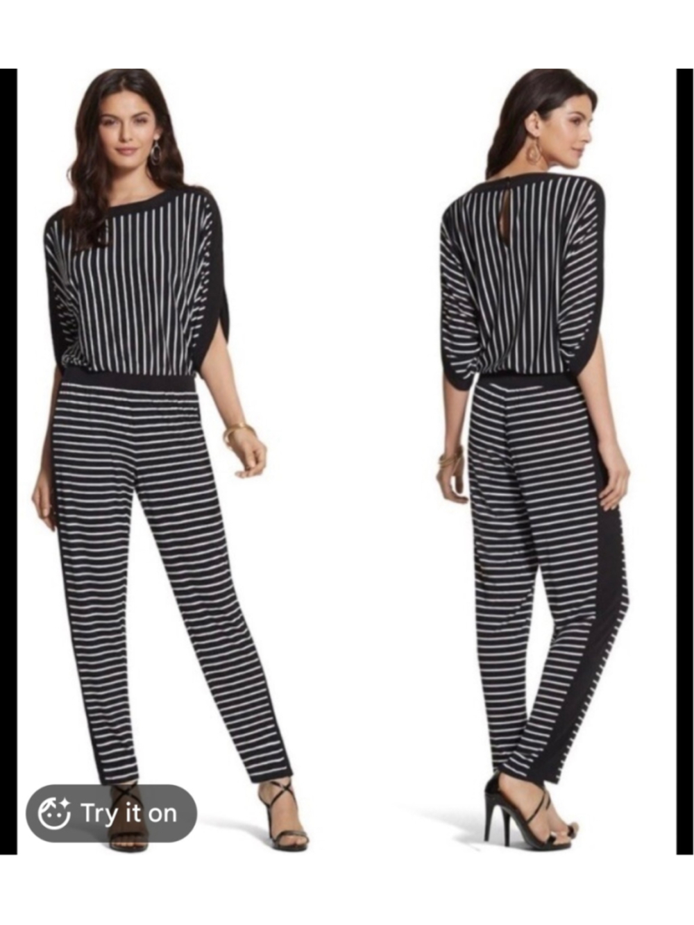 EUC Chicos Striped Dolman Sleeve Jumpsuit | Size 3 (XL)